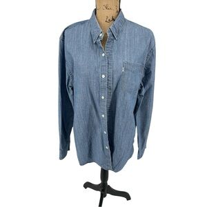 Levi's Blue Jean Denim Long Sleeve Button Down Shirt Cotton Classic Plus Size‎